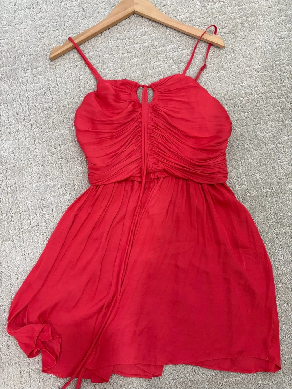 House of Harlow 1960 Red Ruched Spaghetti-Strap Chemise